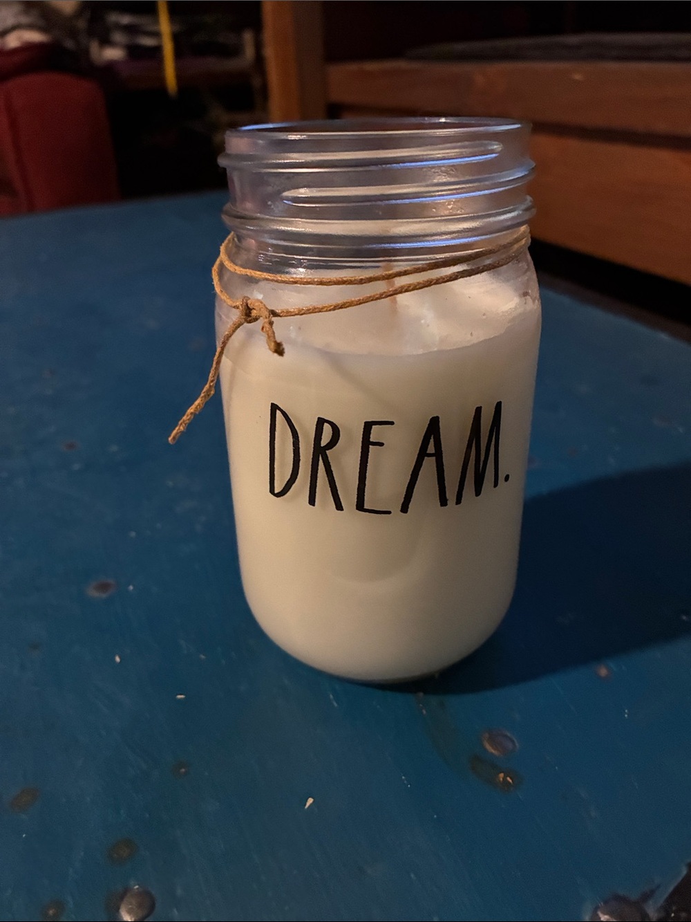 Rae Dunn White 'DREAM.' Mason Jar Candle with Twine Accent